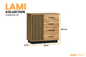 LAMI 05 Ladekast in Wotan Eik/Zwart Mat/Lamellen