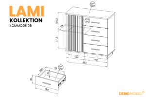 LAMI 05 Ladekast in Wotan Eik/Zwart Mat/Lamellen