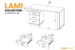 LAMI 8 bureau 135 cm