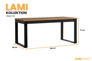 LAMI 14 eettafel – Uitschuifbaar 160–240 cm met metalen onderstel
