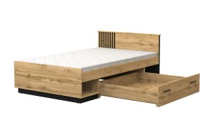 LAMI 20 tienerbed 120×200 cm in Wotan Eik met zwarte lamellen