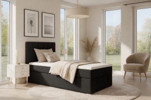 DAVID MINI 120x200 Kronos 7 Zwart boxspringbed met opbergruimte en een doorlopende matras Kinder Meubels 24