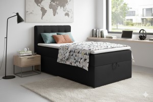 TEEN 3 90x200 Kronos 7 Zwart boxspringbed gestoffeerd bed compleetbed eenpersoonsbed Kinder Meubels 24