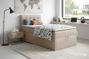 TEEN 3 90x200 Paros 2 Beige boxspringbed gestoffeerd bed compleetbed eenpersoonsbed Kinder Meubels 24
