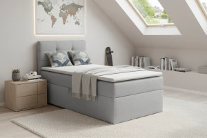 FLO 90x200 Paros 5 Lichtgrijs boxspringbed met opbergruimte Kinder Meubels 24