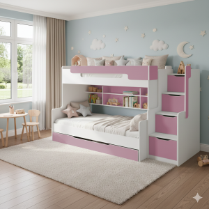 HANNA 2-persoons Stapelbed Hoogslaper Kinder Meubels 24