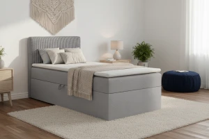 DON 90x200 Poso 55/Paros 5 Lichtgrijs boxspringbed met opbergruimte Kinder Meubels 24