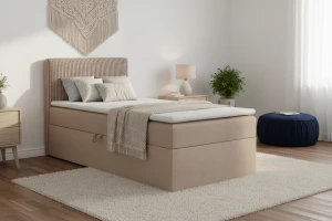 DON 90x200 Poso 2/Paros 2 Beige boxspringbed met opbergruimte Kinder Meubels 24