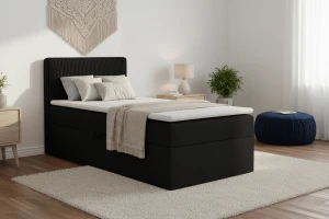 DON 90x200 Poso 135/Kronos 7 Zwart boxspringbed met opbergruimte Kinder Meubels 24
