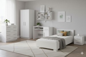 OLMO C kinderkamerset / jeugdkamerset wit – eiken Sonoma – grafiet