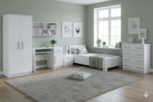 OLMO C kinderkamerset / jeugdkamerset wit – eiken Sonoma – grafiet
