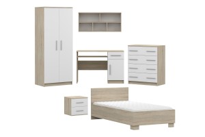 OLMO C kinderkamerset / jeugdkamerset wit – eiken Sonoma – grafiet