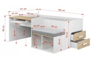 MULTI 90x200 jeugdbed / multifunctioneel kinderbed