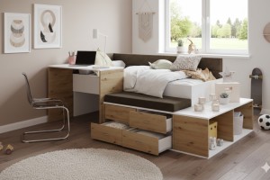 AMI 90x200 jeugd­bed multifunctioneel kinderbed inclusief bureau
