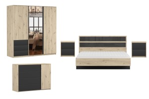 AURORA slaapkamer set compleet - slaapkamermeubelset met kledingkast 230 cm breed