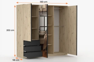 AURORA slaapkamer set compleet - slaapkamermeubelset met kledingkast 230 cm breed