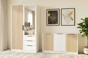 LABOO LUX A slaapkamerset LABOO LUX 2D & LABOO LUX D3 kledingkast 100 cm & commode kinder meubels 24