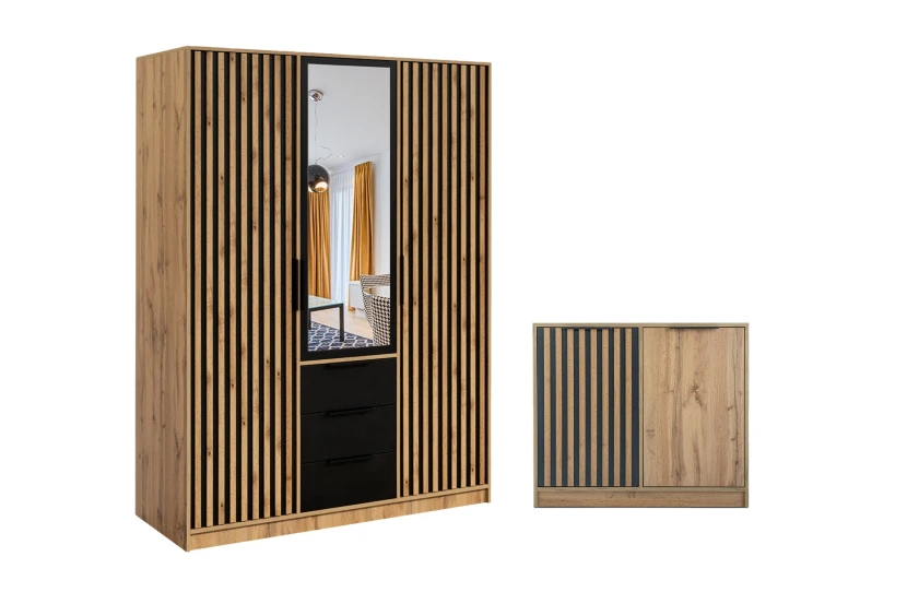 LABOO LUX D slaapkamerset LABOO LUX 3D & LABOO LUX D2 kledingkast 150 cm & commode kinder meubels 24