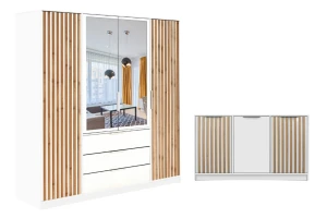 LABOO LUX E slaapkamerset LABOO LUX 4D & LABOO LUX D3 kledingkast 200 cm & commode kinder meubels 24