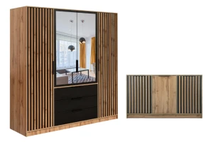 LABOO LUX E slaapkamerset LABOO LUX 4D & LABOO LUX D3 kledingkast 200 cm & commode kinder meubels 24