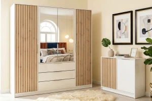 LABOO LUX F slaapkamerset LABOO LUX 4D & LABOO LUX D2 kledingkast 200 cm & commode kinder meubels 24
