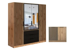 LABOO LUX F slaapkamerset LABOO LUX 4D & LABOO LUX D2 kledingkast 200 cm & commode kinder meubels 24