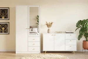 SEATTLE A slaapkamer-set met kledingkast 100 cm & commode, in mat zwart of mat wit kinder meubels 24