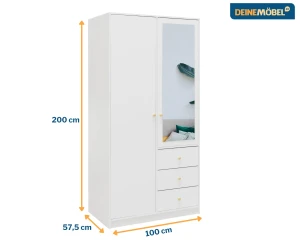 SEATTLE A slaapkamer-set met kledingkast 100 cm & commode, in mat zwart of mat wit kinder meubels 24