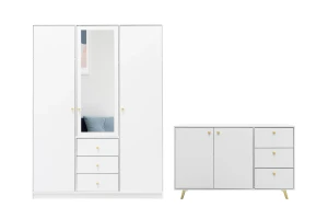 SEATTLE B slaapkamer-set met kledingkast 150 cm & commode 140 cm, in mat zwart of mat wit kinder meubels 24