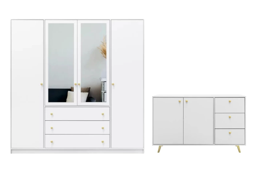 SEATTLE C slaapkamer-set met kledingkast 200 cm & commode 140 cm, in mat zwart of mat wit kinder meubels 24