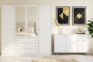 SEATTLE C slaapkamer-set met kledingkast 200 cm & commode 140 cm, in mat zwart of mat wit kinder meubels 24