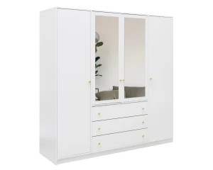SEATTLE C slaapkamer-set met kledingkast 200 cm & commode 140 cm, in mat zwart of mat wit kinder meubels 24