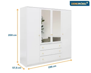 SEATTLE C slaapkamer-set met kledingkast 200 cm & commode 140 cm, in mat zwart of mat wit kinder meubels 24