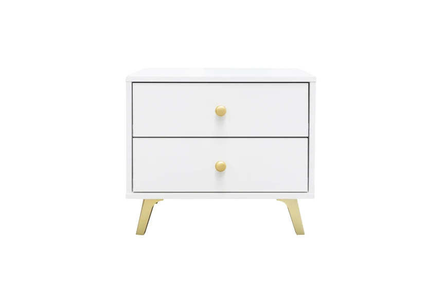 SEATTLE nachtkastje met 2 laden, goudkleurige grepen en metalen poten, in mat zwart of mat wit kinder meubels 24