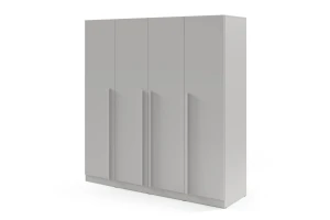 BRISSO BR1 kledingkast 200 cm 4-deurs, kasjmier, eiken Cremona, platinagrijs, met metalen grepen kinder meubels 24