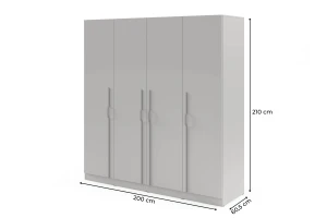 BRISSO BR1 kledingkast 200 cm 4-deurs, kasjmier, eiken Cremona, platinagrijs, met metalen grepen kinder meubels 24