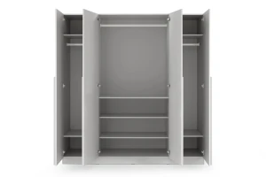 BRISSO BR1 kledingkast 200 cm 4-deurs, kasjmier, eiken Cremona, platinagrijs, met metalen grepen kinder meubels 24