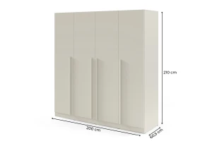 BRISSO BR1 kledingkast 200 cm 4-deurs, kasjmier, eiken Cremona, platinagrijs, met metalen grepen kinder meubels 24
