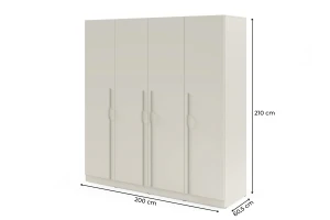 BRISSO BR1 kledingkast 200 cm 4-deurs, kasjmier, eiken Cremona, platinagrijs, met metalen grepen kinder meubels 24
