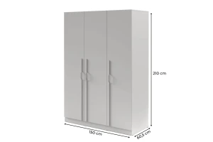 BRISSO BR2 kledingkast 150 cm 3-deurs, kasjmier, eiken Cremona, platinagrijs, met metalen grepen kinder meubels 24