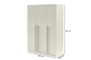 BRISSO BR2 kledingkast 150 cm 3-deurs, kasjmier, eiken Cremona, platinagrijs, met metalen grepen kinder meubels 24