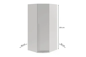 BRISSO BR4 hoekkledingkast 95 cm 1-deurs, kasjmier, eiken Cremona, platinagrijs, met metalen grepen kinder meubels 24