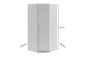 BRISSO BR4 hoekkledingkast 95 cm 1-deurs, kasjmier, eiken Cremona, platinagrijs, met metalen grepen kinder meubels 24