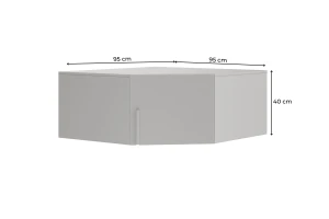 BRISSO BR4 hoekkledingkast 95 cm 1-deurs, kasjmier, eiken Cremona, platinagrijs, met metalen grepen kinder meubels 24