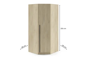 BRISSO BR4 hoekkledingkast 95 cm 1-deurs, kasjmier, eiken Cremona, platinagrijs, met metalen grepen kinder meubels 24