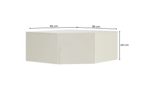 BRISSO BR4 hoekkledingkast 95 cm 1-deurs, kasjmier, eiken Cremona, platinagrijs, met metalen grepen kinder meubels 24