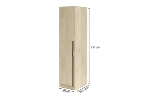 BRISSO BR5 kledingkast 50 cm 1-deurs, kasjmier, eiken Cremona, platinagrijs, met metalen grepen kinder meubels 24