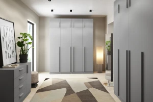 BRISSO BR6 rek 58,5 cm, kasjmier, eiken Cremona, platinagrijs, met metalen grepen kinder meubels 24