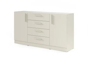 BRISSO BRK1 commode 155,5 cm breed met 4 laden en 2 deuren, kasjmier, eiken Cremona, platinagrijs, met metalen grepen kinder meubels 24