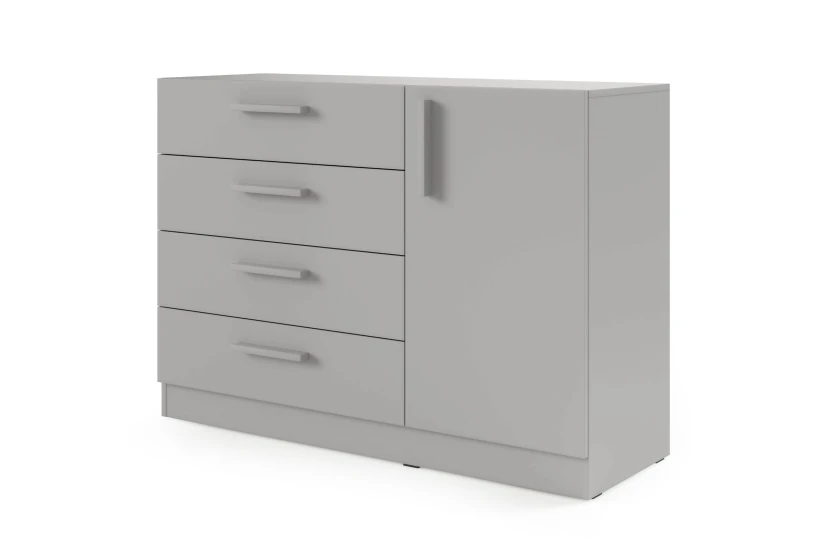 BRISSO BRK2 commode 120,5 cm breed met 4 laden en 1 deur, kasjmier, eiken Cremona, platinagrijs, met metalen grepen kinder meubels 24